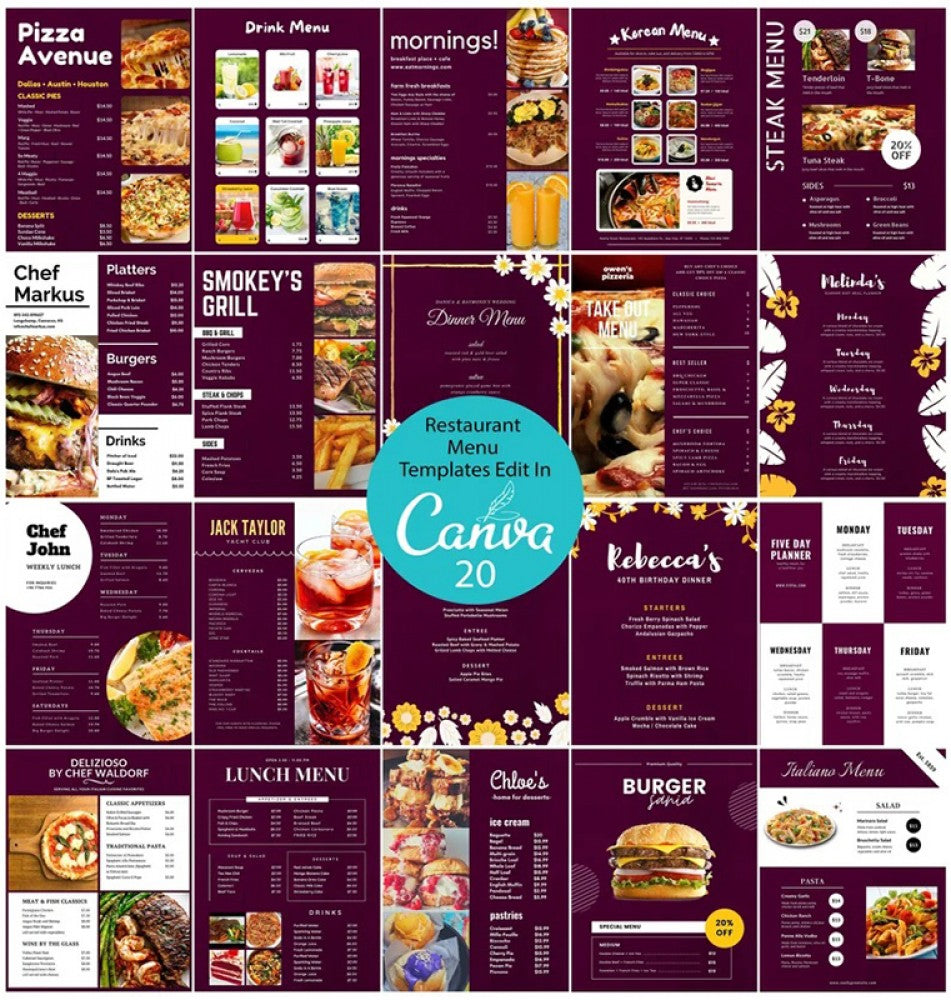 Editable Food Menu Template Instant Download, Cafe Menu Design