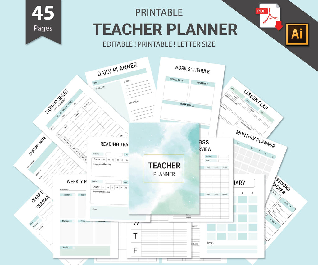 Editable Teacher Planner, Printable Teacher Planner,Gifts for Teacher,Teacher Organization