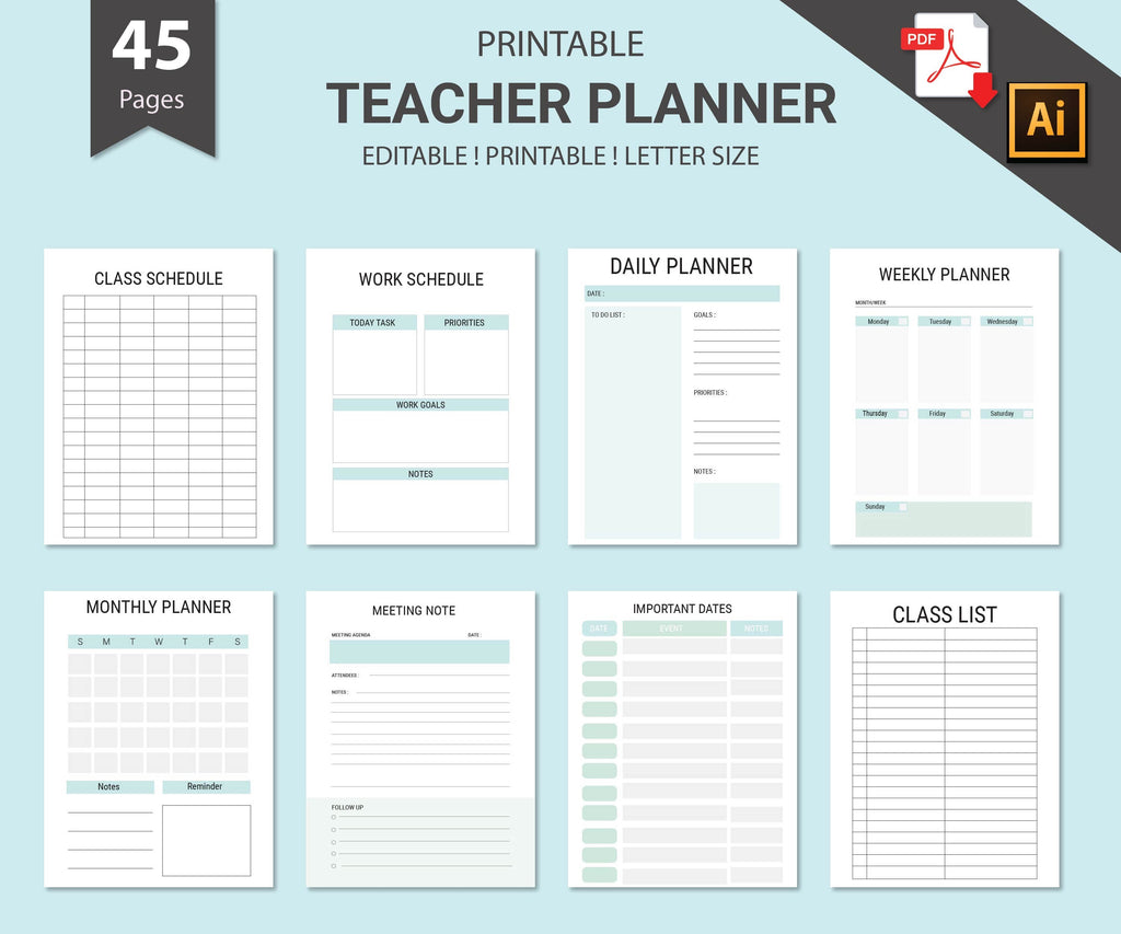 Editable Teacher Planner, Printable Teacher Planner,Gifts for Teacher,Teacher Organization