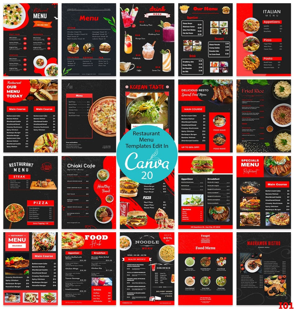 Food and Drink Menu Template, Restaurant Menu , Printable Food Menu Card