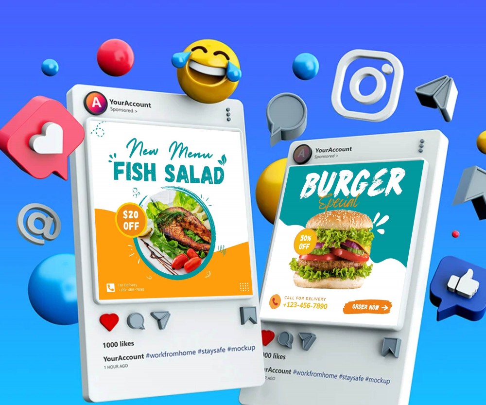 Food Instagram |Foodie Blogger Canva Template| Social Media Marketing| instagram post|Cafe Restaurant