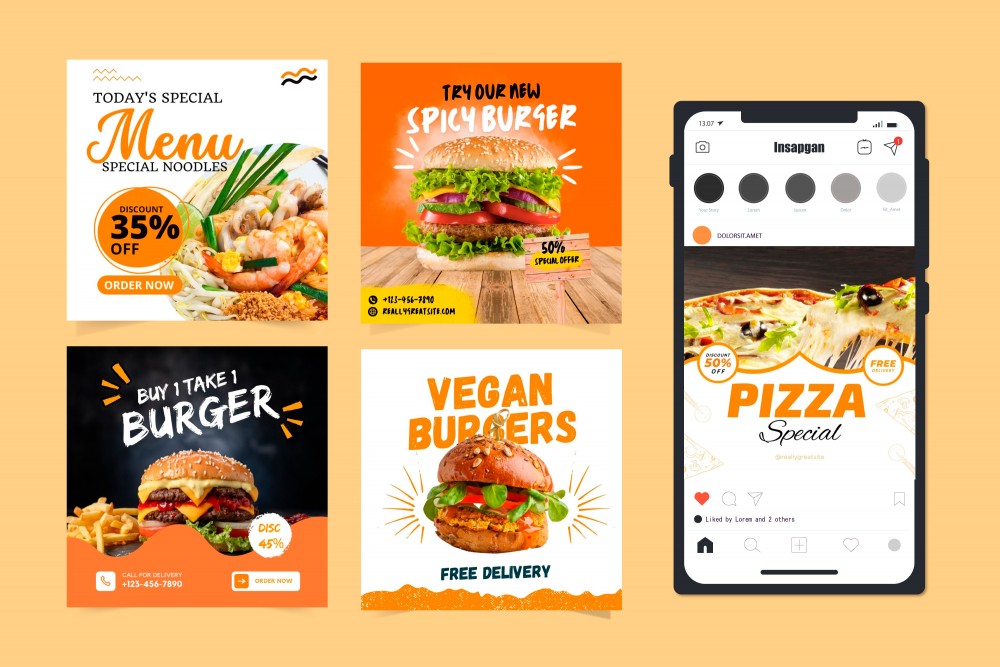 Food Instagram Template,Restaurant Social Media Post Template,Foodie Canva Template