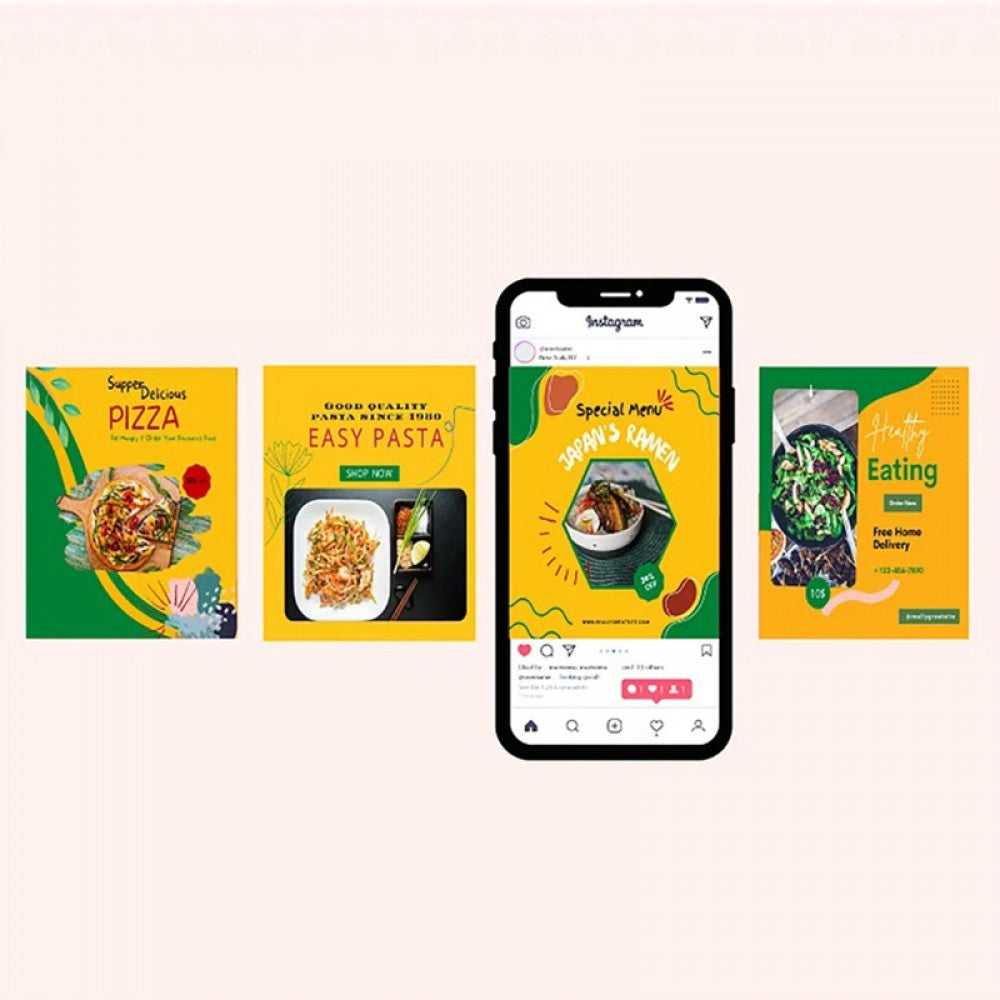 Foodie Template Bundle for Instagram ,Editable Restaurant Instagram Posts