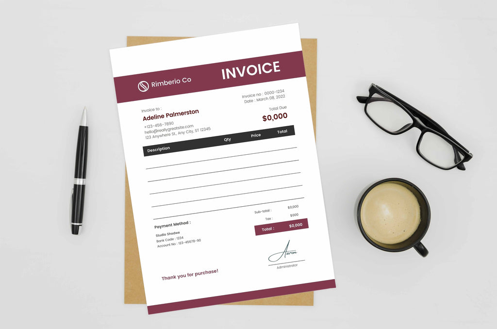 Modern Editable Invoice, Billing Form Template,Business Invoice,Receipt ,Digital Order Form,Invoice Template