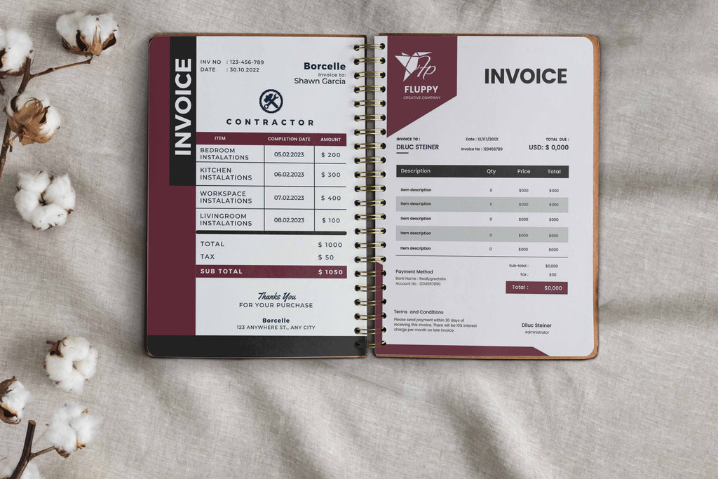 Modern Editable Invoice, Billing Form Template,Business Invoice,Receipt ,Digital Order Form,Invoice Template