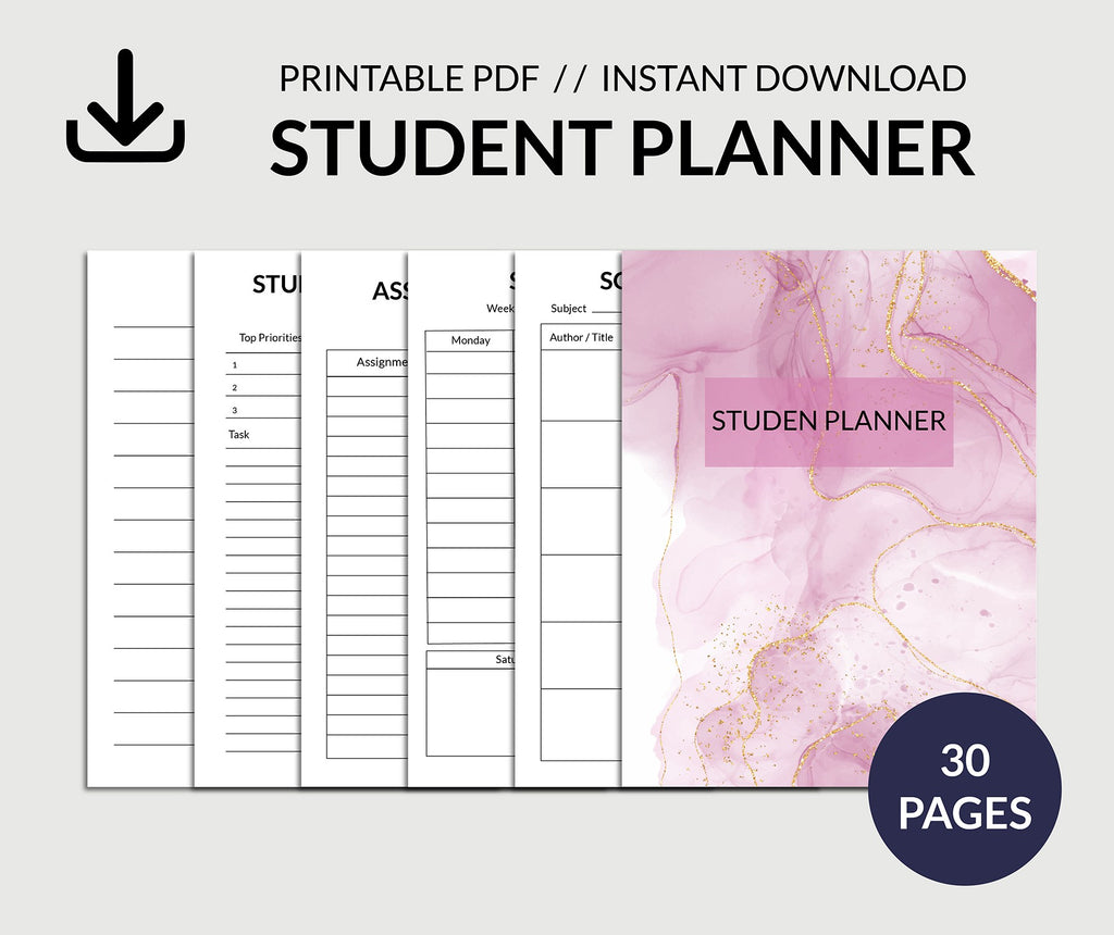 Printable Student Planner | School, College, University, Home School Organizer