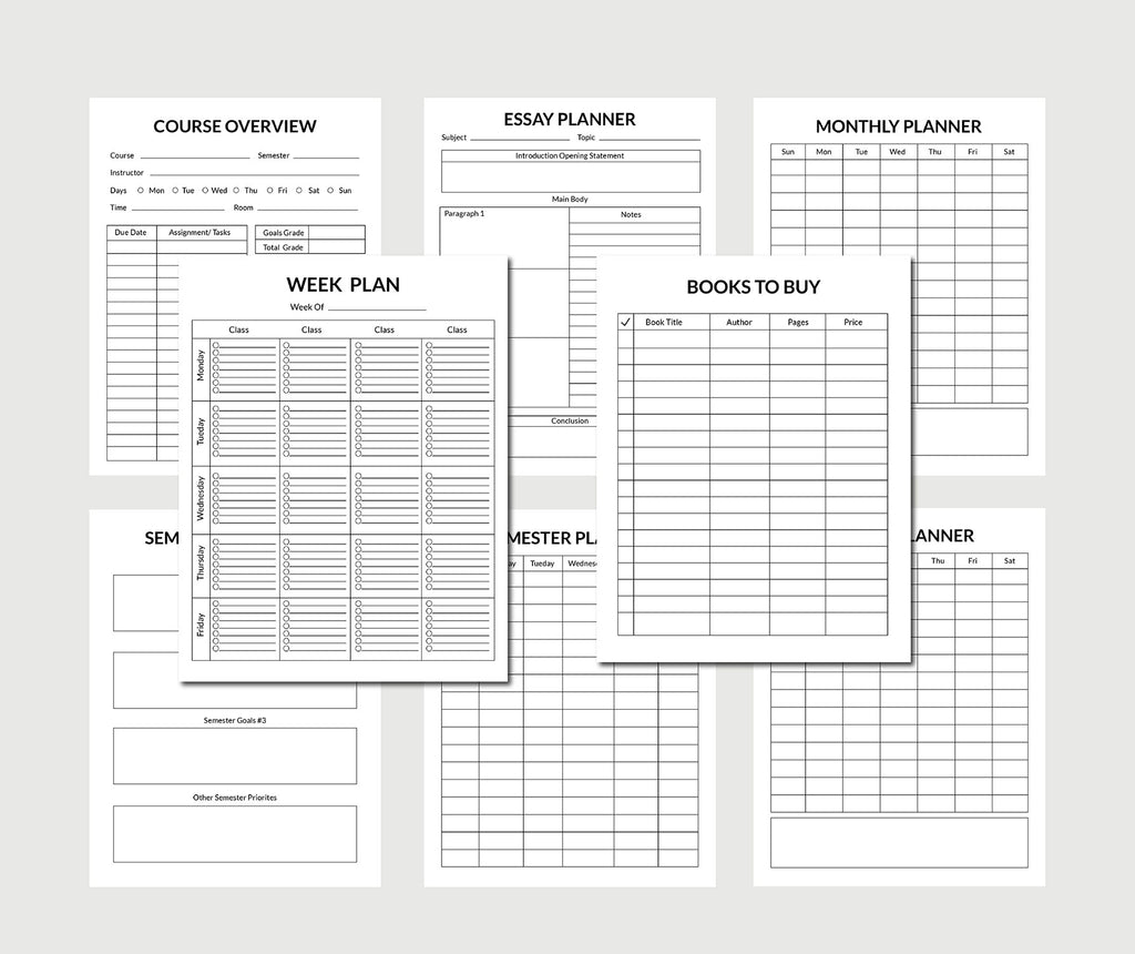 Printable Student Planner | School, College, University, Home School Organizer